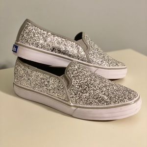 Keds Silver Glitter Slip On Shoes size 8.5